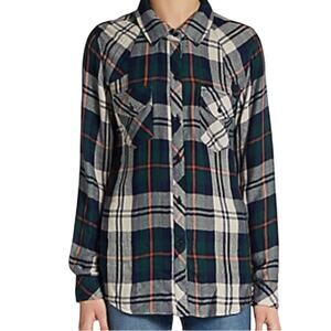 Rails Green Plaid Button Down Button Shirt Size S